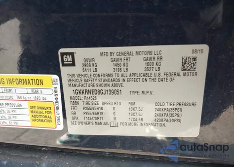 2016 GMC Acadia Sle-1 from USA, damaged, VIN 1GKKRNED8GJ139051